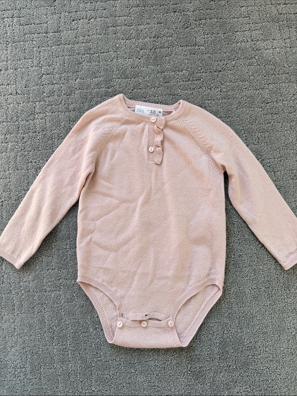 Zara Kids Light Pink Knit Long-Sleeve Bodysuit